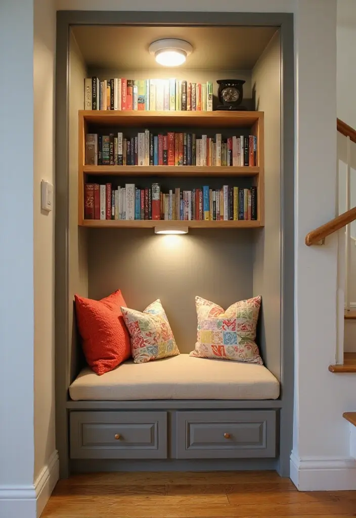 30 Stair Bulkhead Ideas Bedroom That Use Space Creatively - 1. Cozy Reading Nook