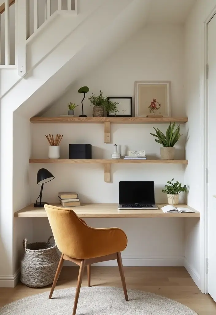 30 Stair Bulkhead Ideas Bedroom That Use Space Creatively - 21. Wall-mounted Workspace