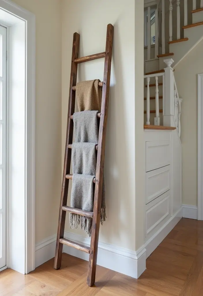 30 Stair Bulkhead Ideas Bedroom That Use Space Creatively - 26. Ladder Storage Solution