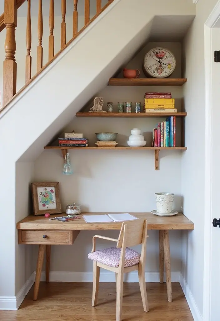 30 Stair Bulkhead Ideas Bedroom That Use Space Creatively - 29. Craft Paper Station