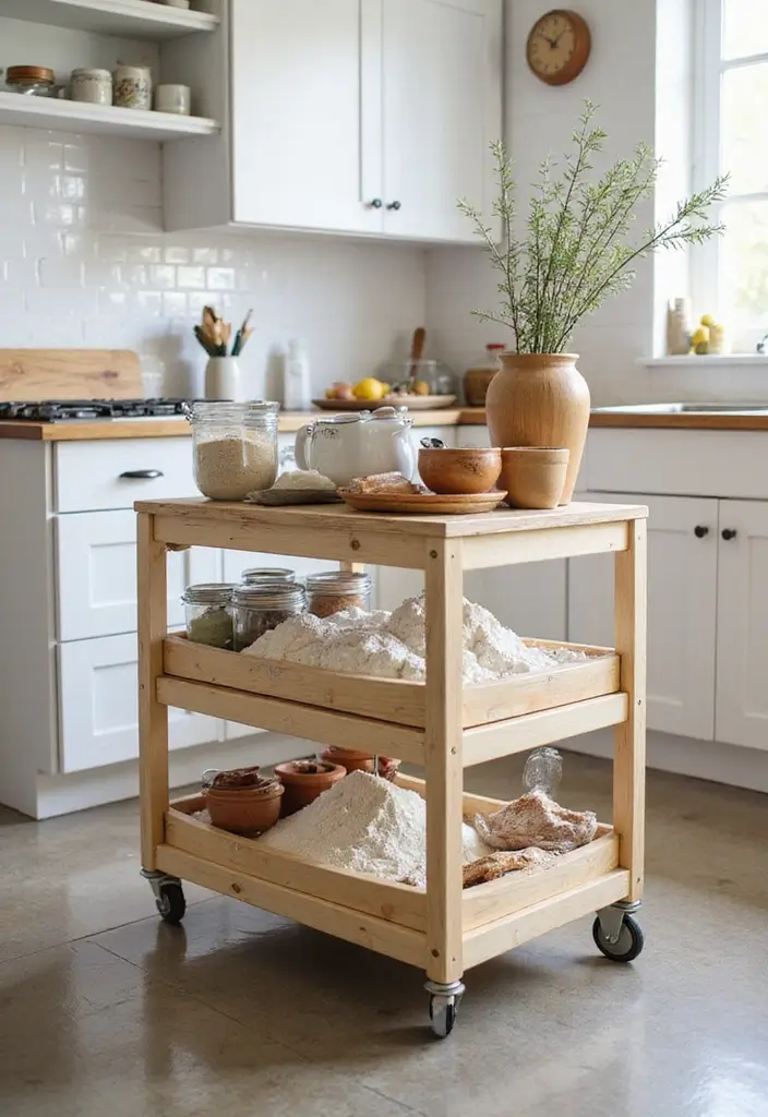 30 Utility Cart Ideas Bedroom That Keep Things Tidy & Mobile - 23. Baking Supplies Organizer
