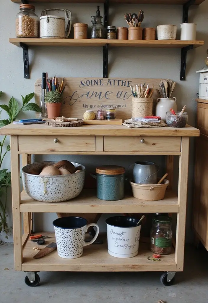 30 Utility Cart Ideas Bedroom That Keep Things Tidy & Mobile - 27. DIY Station