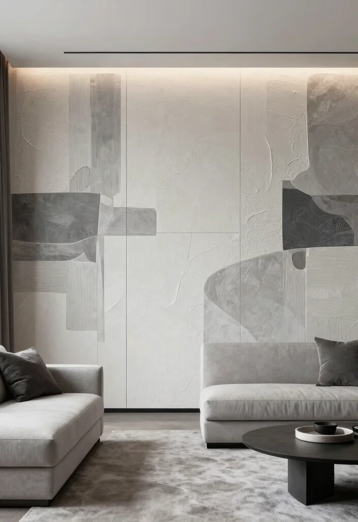 15 Asian Paints Textured Walls Living Room Ideas for an Elegant Finish - 14. Artistic Textured Wall Panels 1