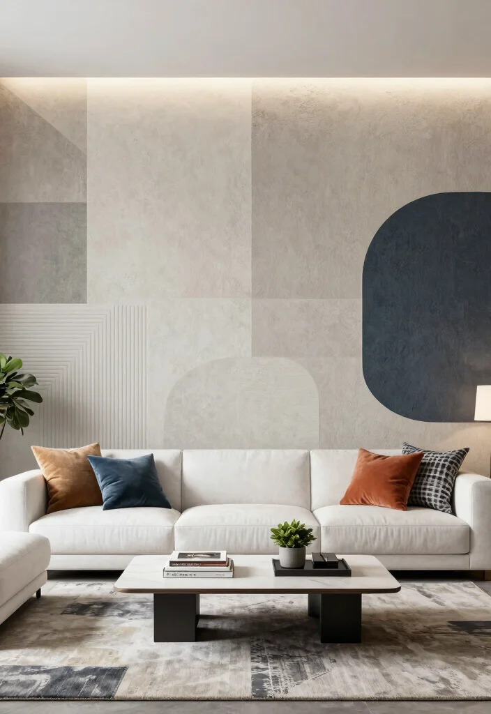 15 Asian Paints Textured Walls Living Room Ideas for an Elegant Finish - 4. Textured Geometric Patterns 1