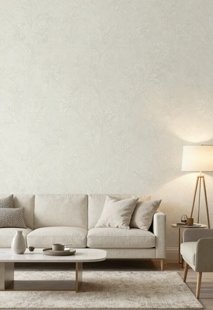 15 Asian Paints Textured Walls Living Room Ideas for an Elegant Finish - 9. Textured Wallpaper Magic 1