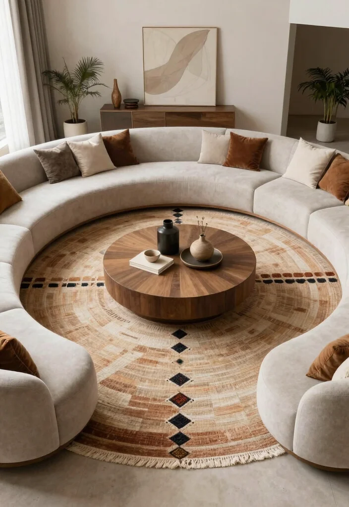 15 Berber Rug Living Room Ideas: Cozy Textured Style - 11. Playing with Shapes 1