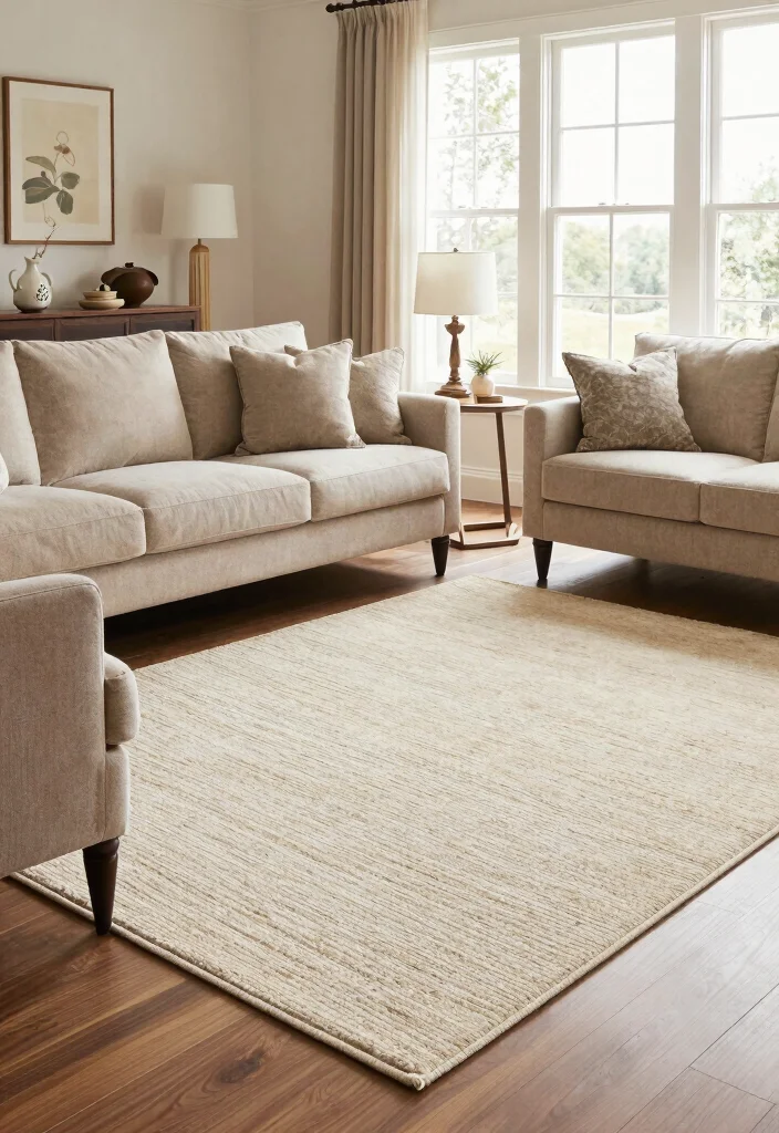 15 Berber Rug Living Room Ideas: Cozy Textured Style - 14. Finding the Right Size 1