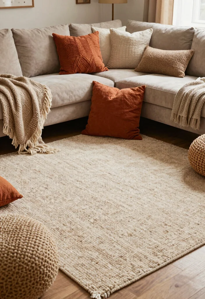 15 Berber Rug Living Room Ideas: Cozy Textured Style - 15. Utilizing Texture for Comfort 1