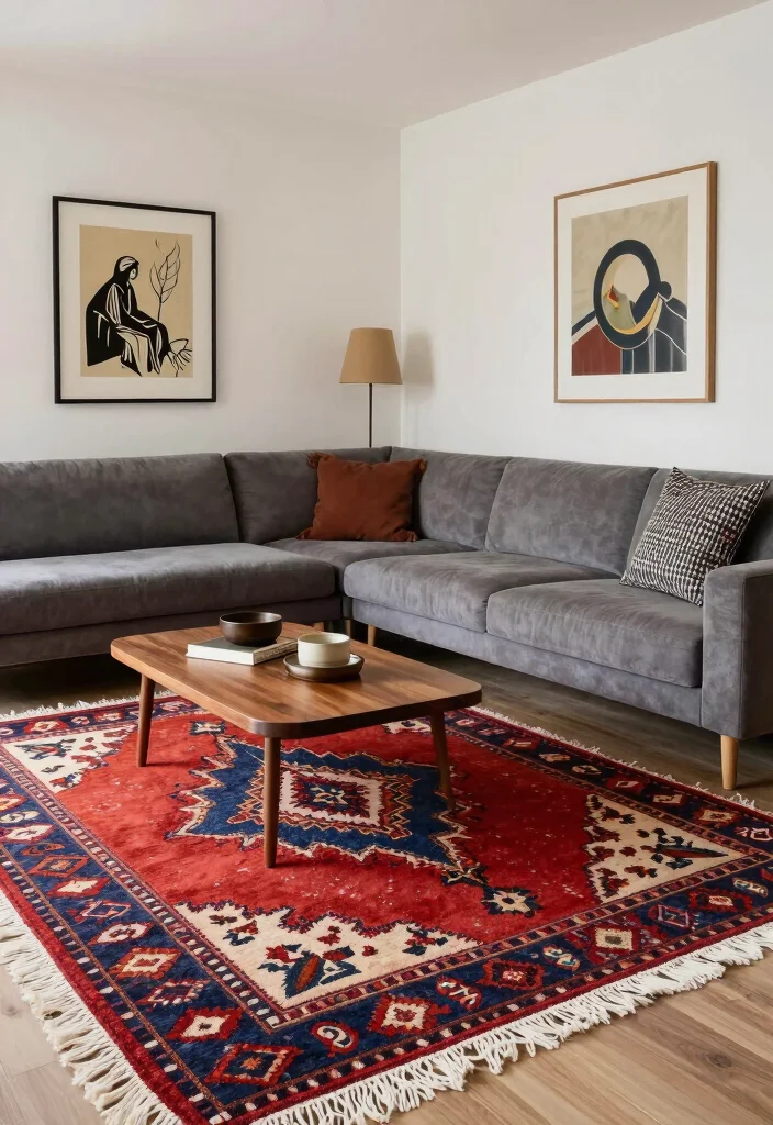 15 Berber Rug Living Room Ideas: Cozy Textured Style - 8. Mixing Modern and Traditional Styles 1