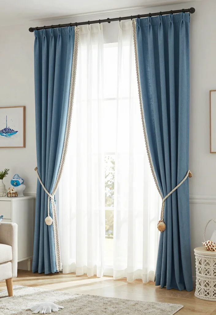 15 Blue and White Curtains Living Room Ideas Fresh Coastal Vibes - 10. Accents and Accessories 1