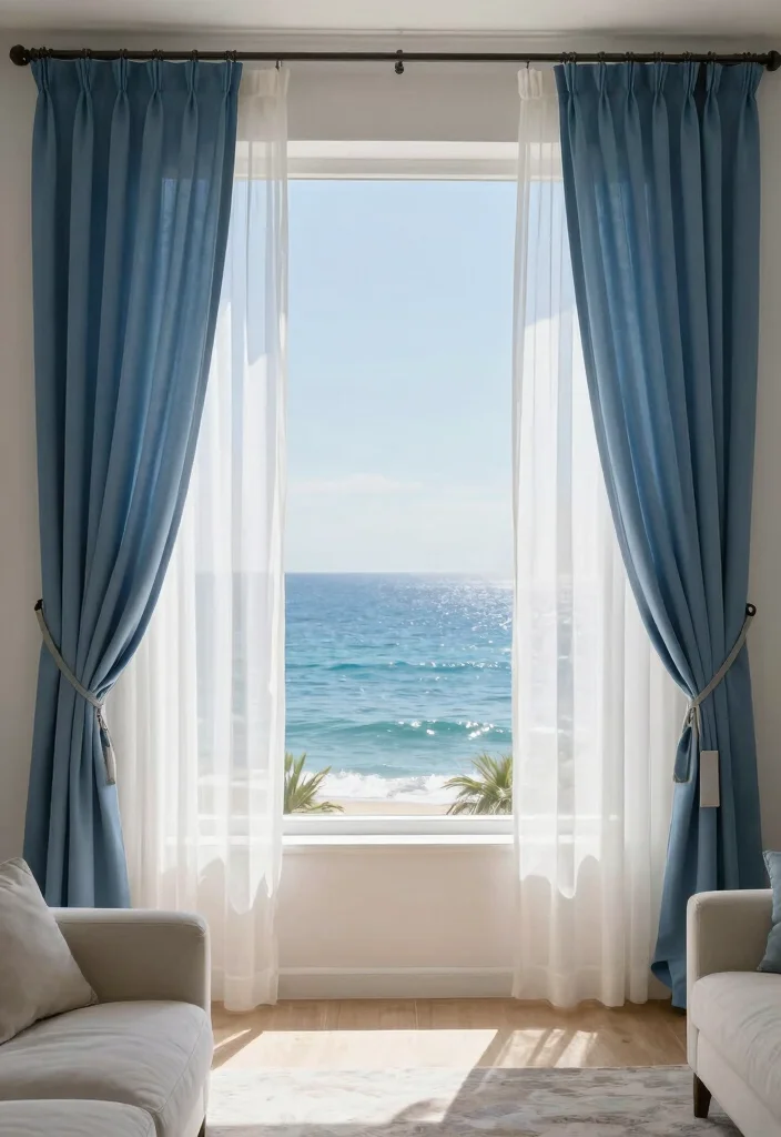 15 Blue and White Curtains Living Room Ideas Fresh Coastal Vibes - 11. Curtains with a View 1