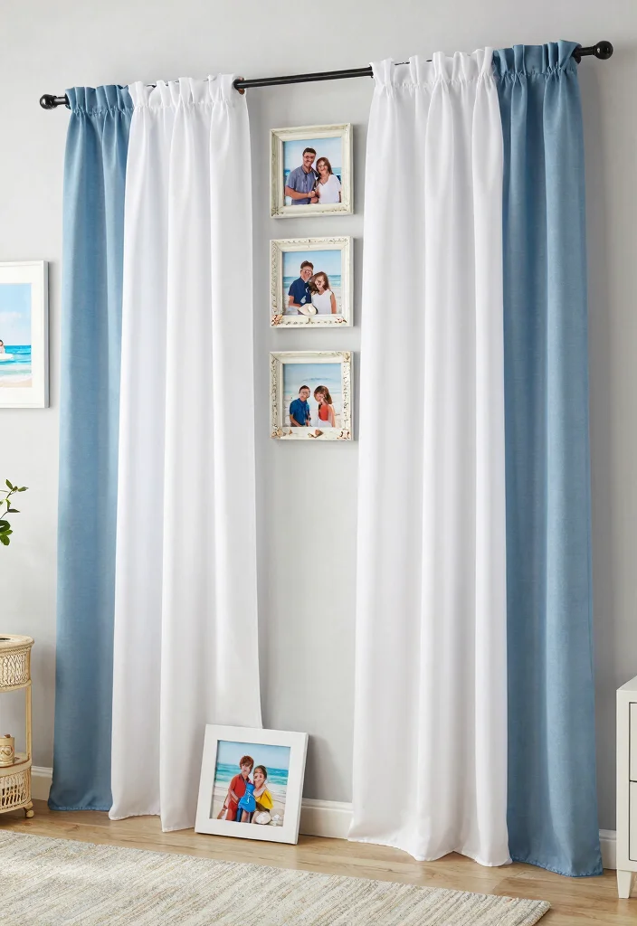 15 Blue and White Curtains Living Room Ideas Fresh Coastal Vibes - 15. Personal Touches 1
