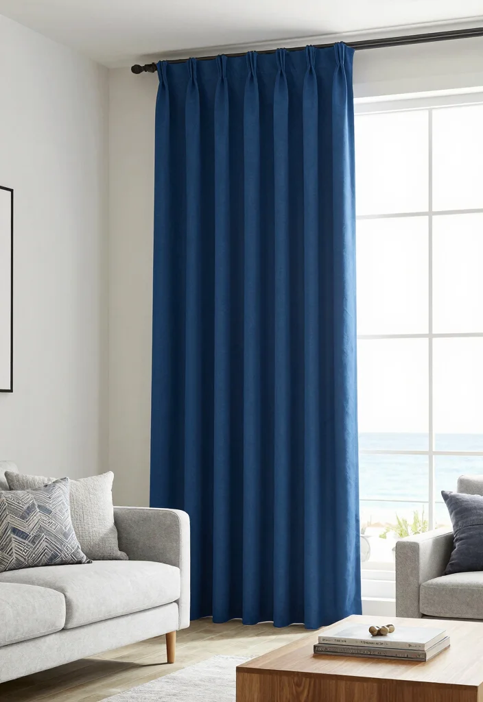 15 Blue and White Curtains Living Room Ideas Fresh Coastal Vibes - 6. Bold Solid Colors 1