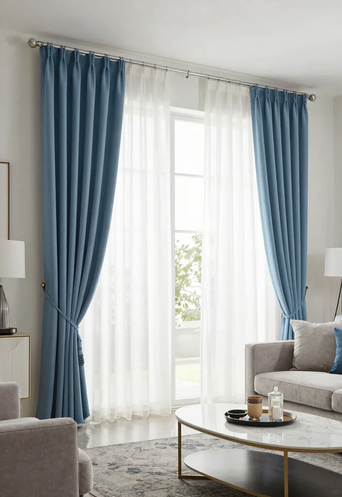15 Blue and White Curtains Living Room Ideas Fresh Coastal Vibes - 9. Functional and Stylish 1