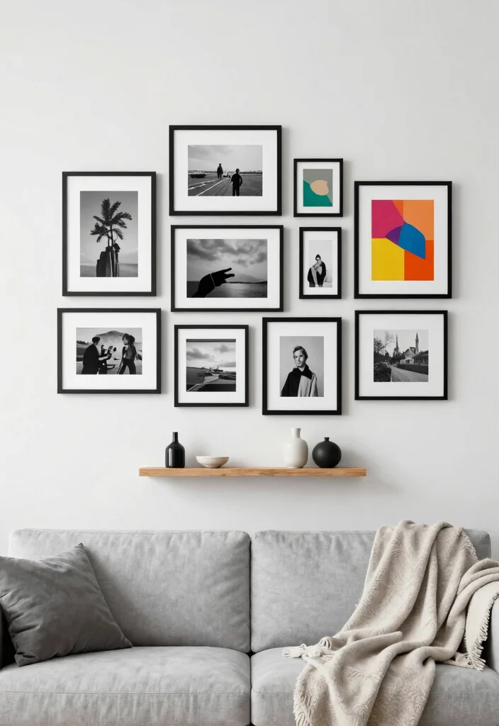 15 Empty Wall Living Room Ideas: Creative Decorating Solutions - 2. Gallery Wall of Memories 1