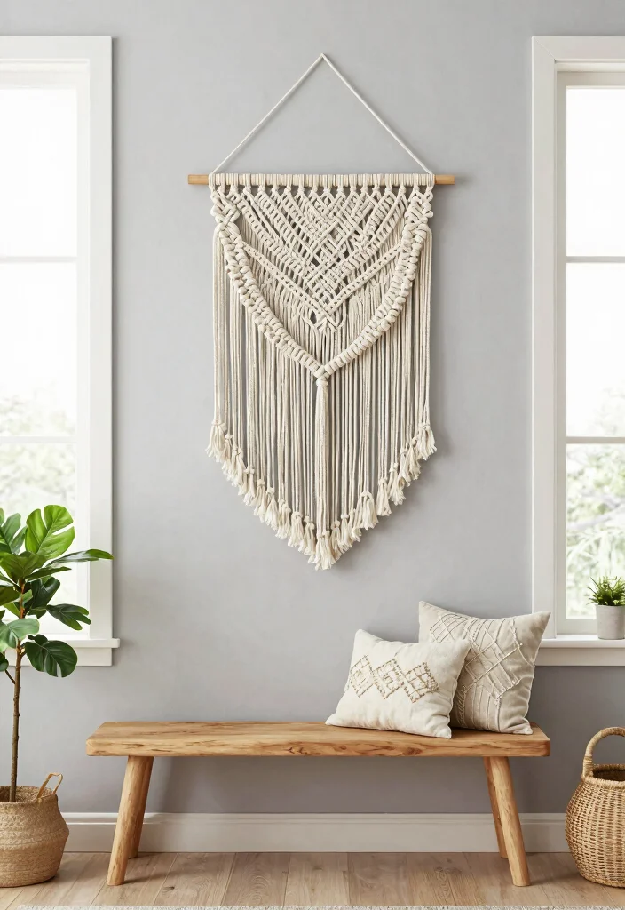 15 Empty Wall Living Room Ideas: Creative Decorating Solutions - 4. Textured Wall Hangings 1