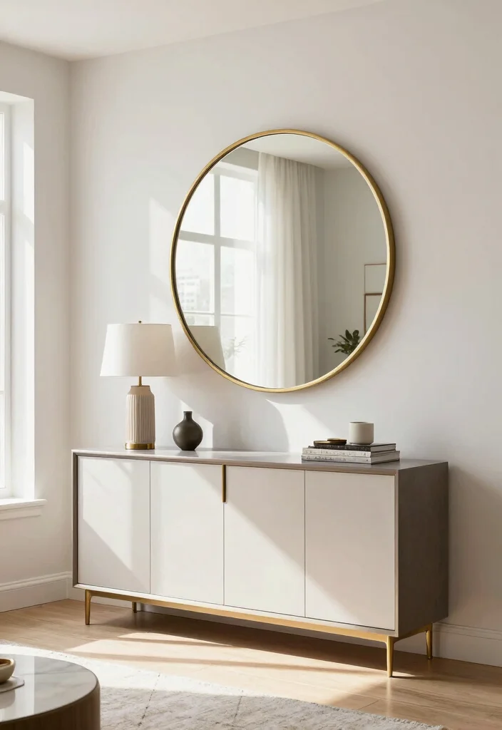 15 Empty Wall Living Room Ideas: Creative Decorating Solutions - 5. Statement Mirror 1