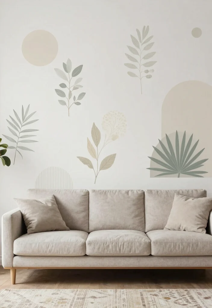 15 Empty Wall Living Room Ideas: Creative Decorating Solutions - 6. Artistic Wall Decals 1