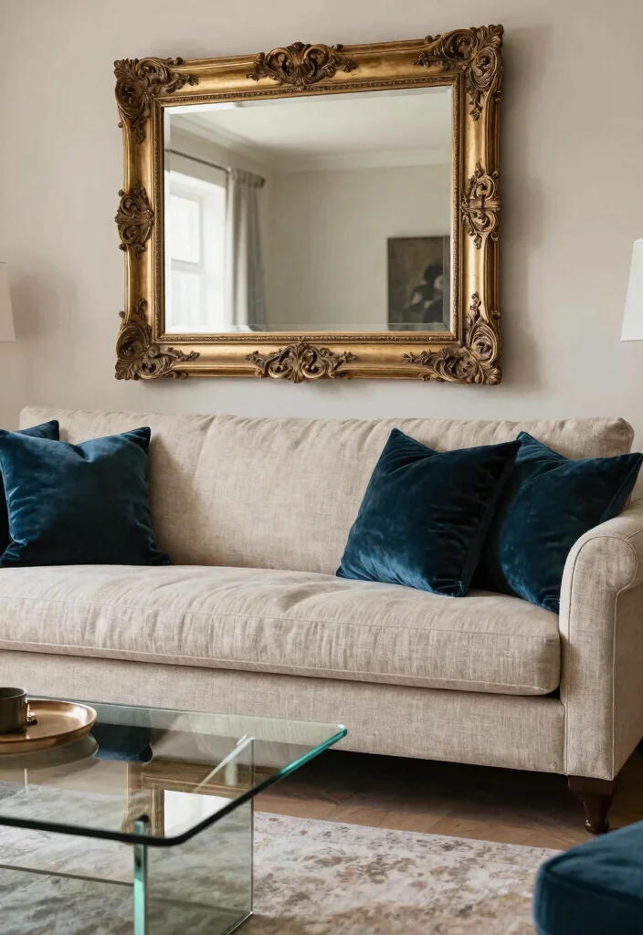 15 Linen Sofa Living Room Ideas for a Relaxed Natural Style - 12. Glamorous Contrast 1