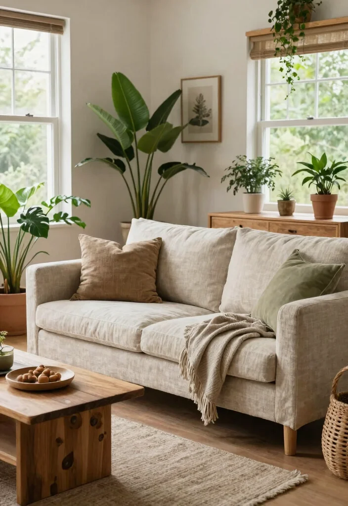 15 Linen Sofa Living Room Ideas for a Relaxed Natural Style - 15. Eco-Friendly Elegance 1