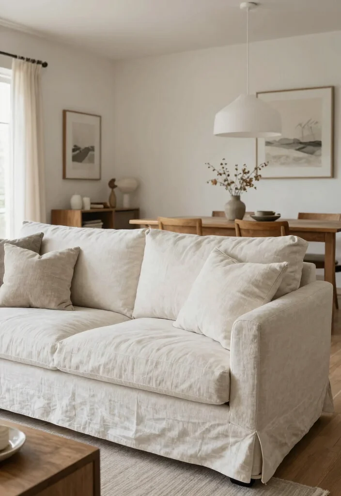 15 Linen Sofa Living Room Ideas for a Relaxed Natural Style - 9. Open Concept with Linen Flow 1