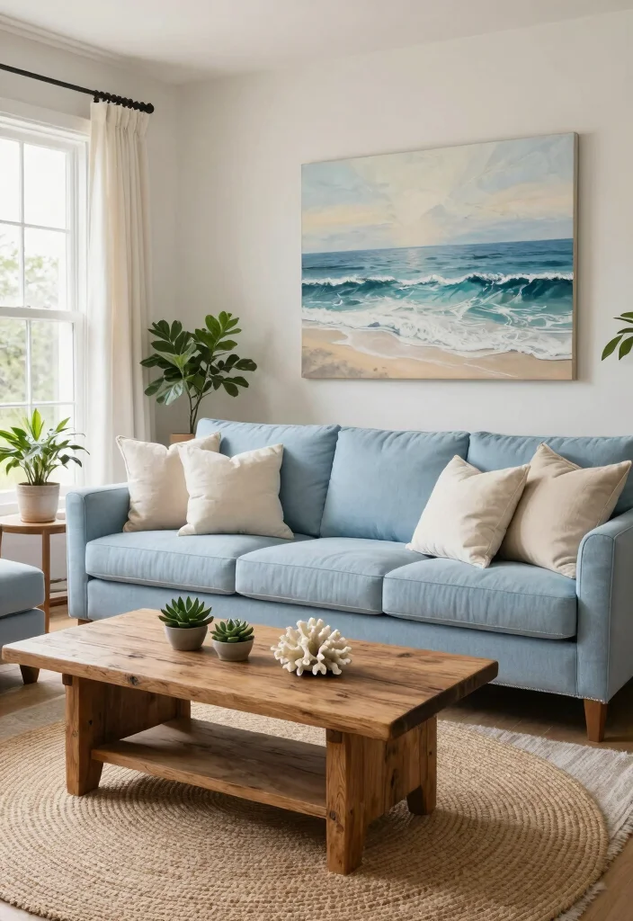 15 Living Room Blue Couch Ideas: Fresh, Calm, and Stylish - 1. Coastal Elegance 1
