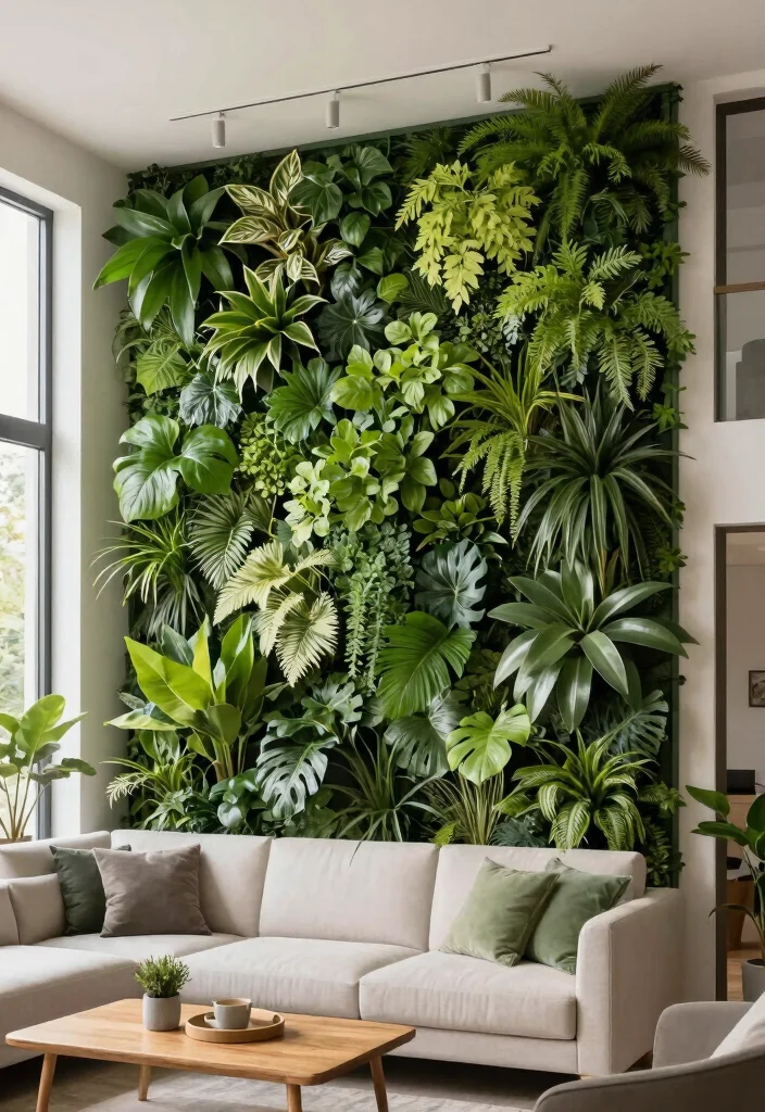 15 Living Room Focal Wall Ideas That Steal Attention - 4. Green Living Walls 1
