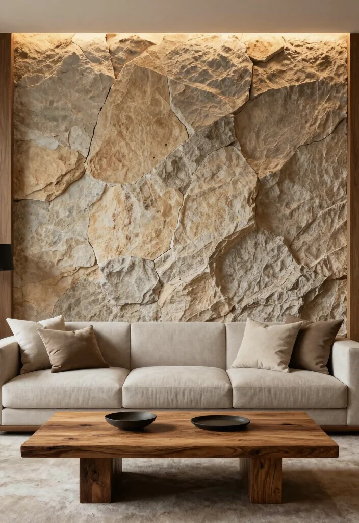 15 Living Room Focal Wall Ideas That Steal Attention - 5. Natural Stone Accent Walls 1