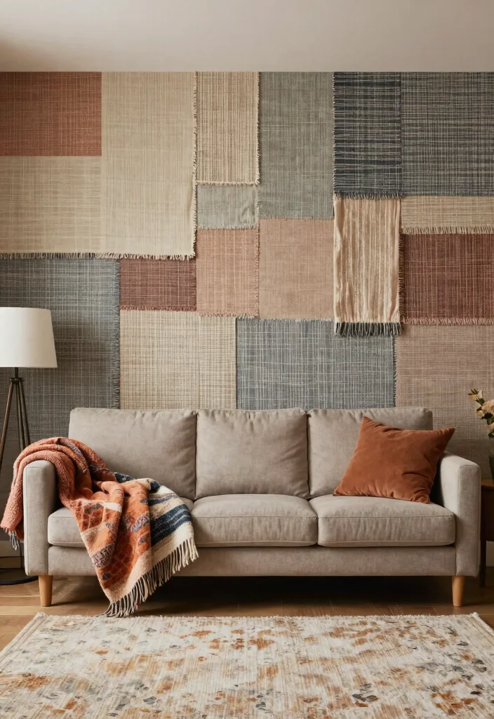 15 Living Room Focal Wall Ideas That Steal Attention - 7. Soft Textured Fabrics 1
