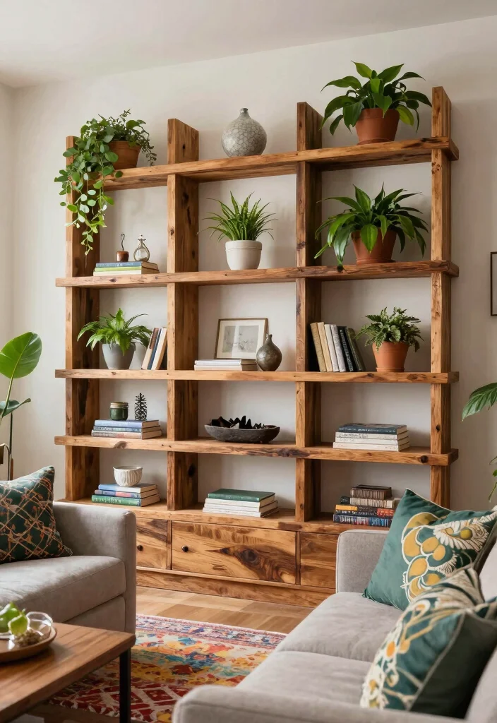 15 Living Room Focal Wall Ideas That Steal Attention - 8. Unique Wall Shelving 1