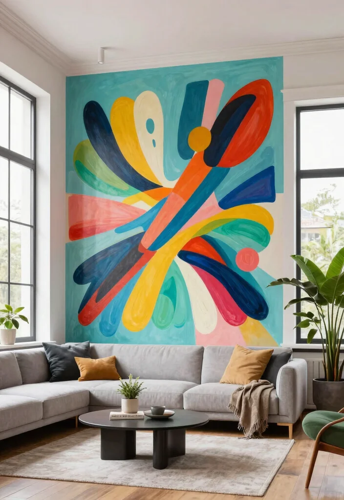 15 Living Room Focal Wall Ideas That Steal Attention - 9. Artistic Murals 1