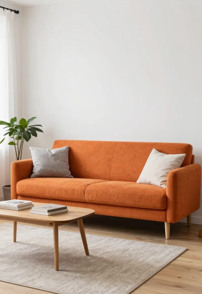 15 Living Room Orange Sofa Ideas Bold Warm and Inviting - 1. Embrace the Scandinavian Minimalism 1