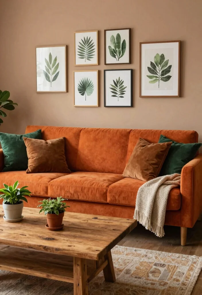 15 Living Room Orange Sofa Ideas Bold Warm and Inviting - 2. Pair with Earthy Tones 1