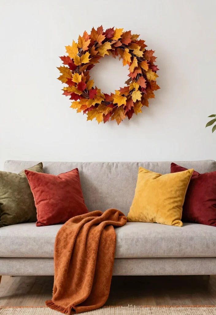15 Living Room Wall Behind Couch Ideas Balanced and Beautiful - 10. Seasonal Decor Themes 1