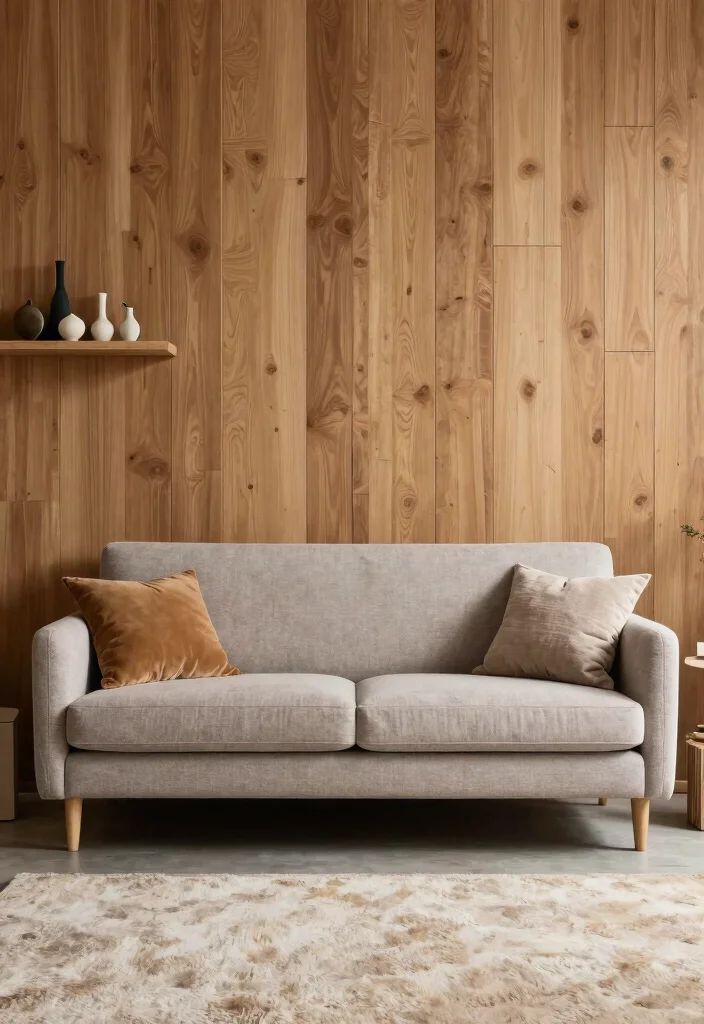 15 Living Room Wall Behind Couch Ideas Balanced and Beautiful - 3. Textured Wall Panels 1