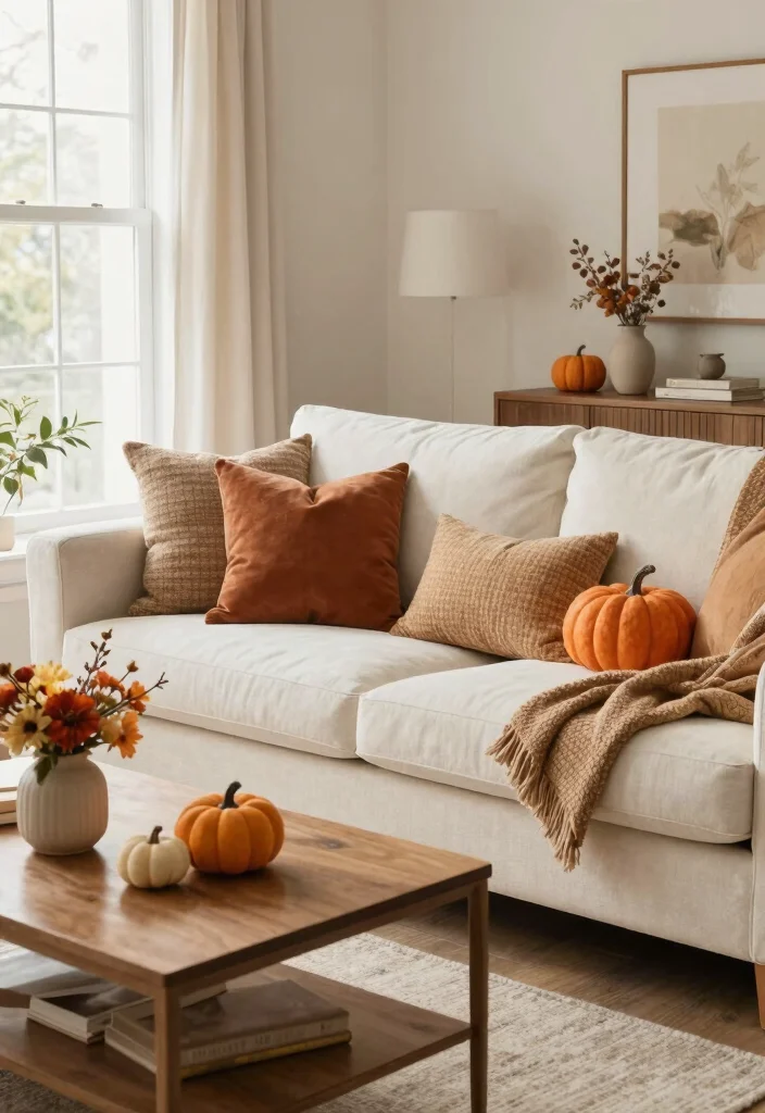 15 Off White Couch Living Room Ideas: Clean, Soft, and Elegant - 13. Seasonal Decor Updates 1