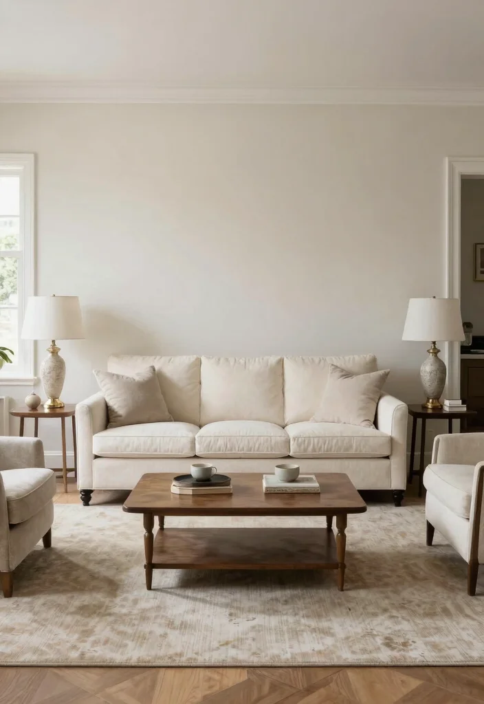15 Off White Couch Living Room Ideas: Clean, Soft, and Elegant - 3. Elegant Furniture Arrangements 1