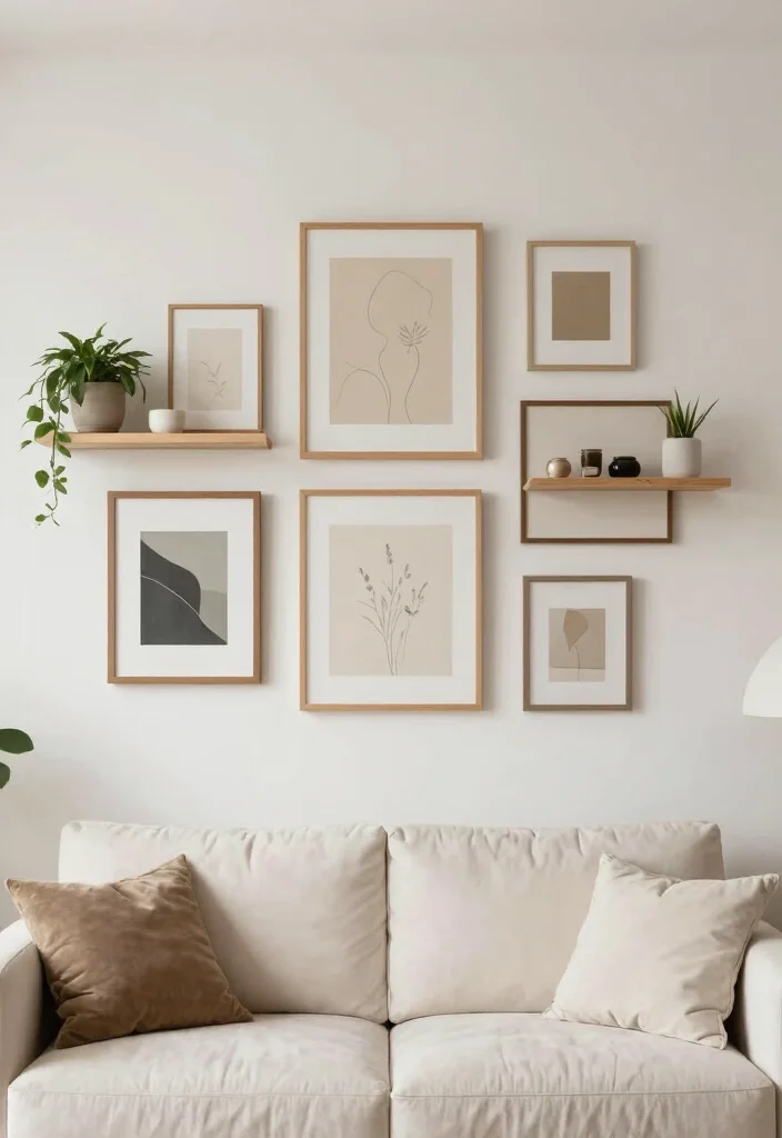 15 Off White Couch Living Room Ideas: Clean, Soft, and Elegant - 4. Subtle Art and Wall Decor 1