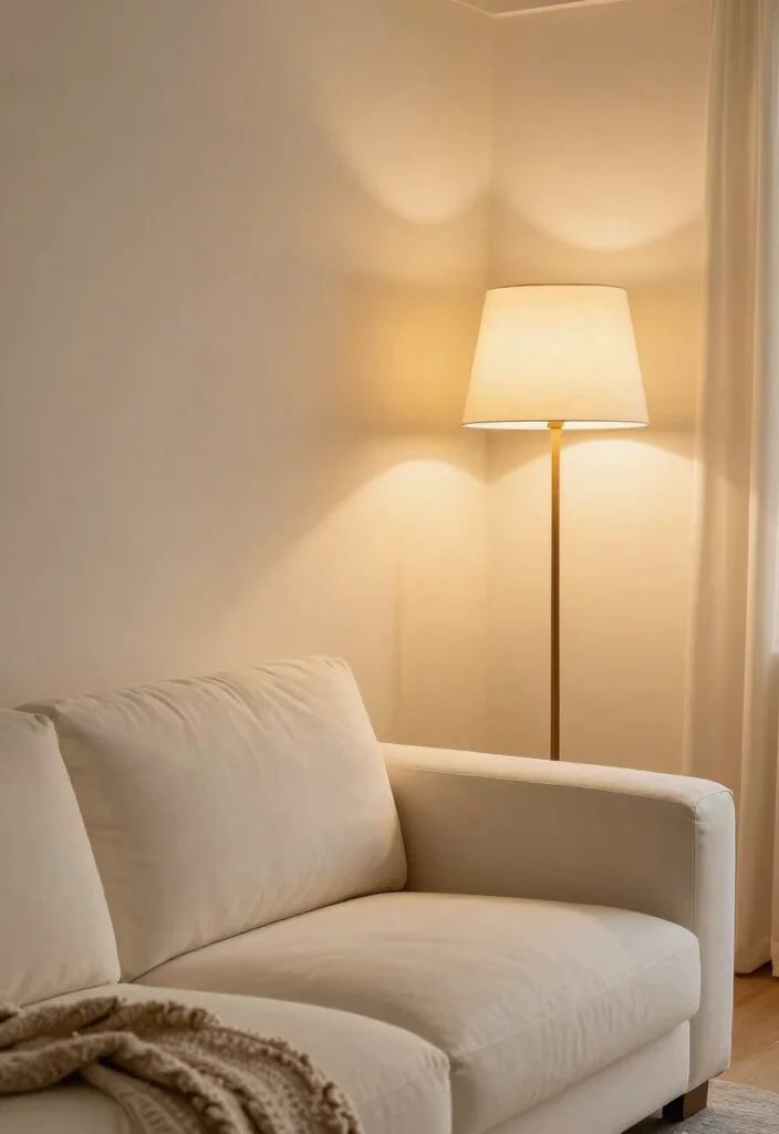 15 Off White Couch Living Room Ideas: Clean, Soft, and Elegant - 5. Soft Lighting Solutions 1