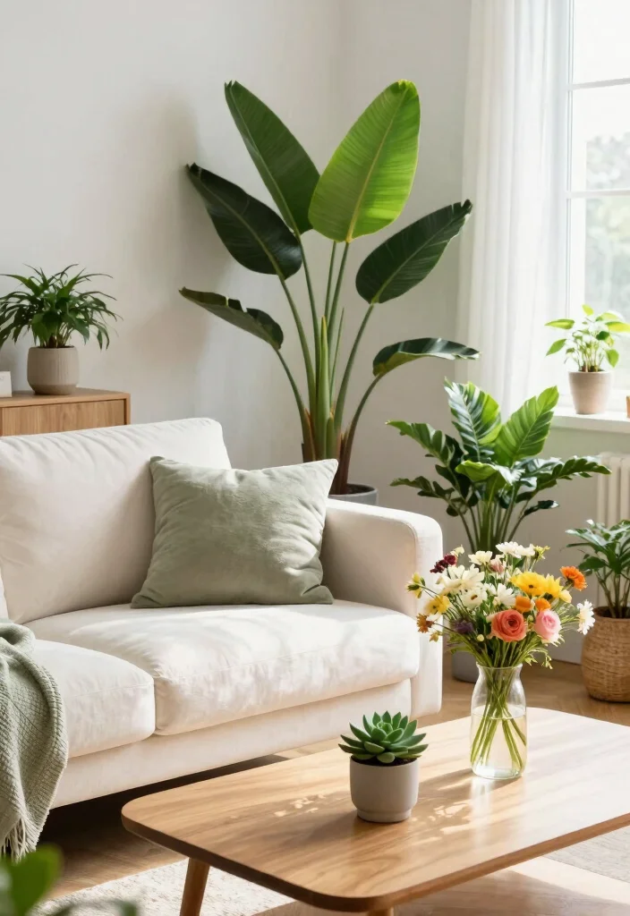 15 Off White Couch Living Room Ideas: Clean, Soft, and Elegant - 6. Natural Elements for a Fresh Feel 1