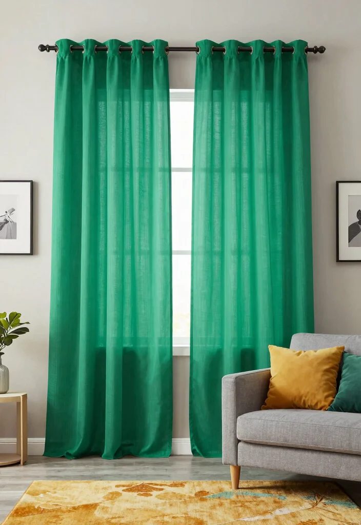 15 Sheer Curtains Living Room Ideas: Light, Airy, and Elegant - 12. Bold Color Sheers for Statement Making 1