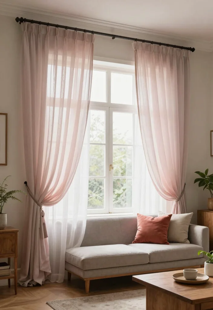 15 Sheer Curtains Living Room Ideas: Light, Airy, and Elegant - 4. Layered Sheers for Depth and Texture 1