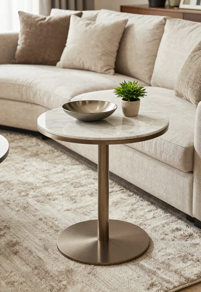 15 Sofa Side Tables in Living Room Ideas: Functional and Chic - 11. Elegant Round Side Table 1