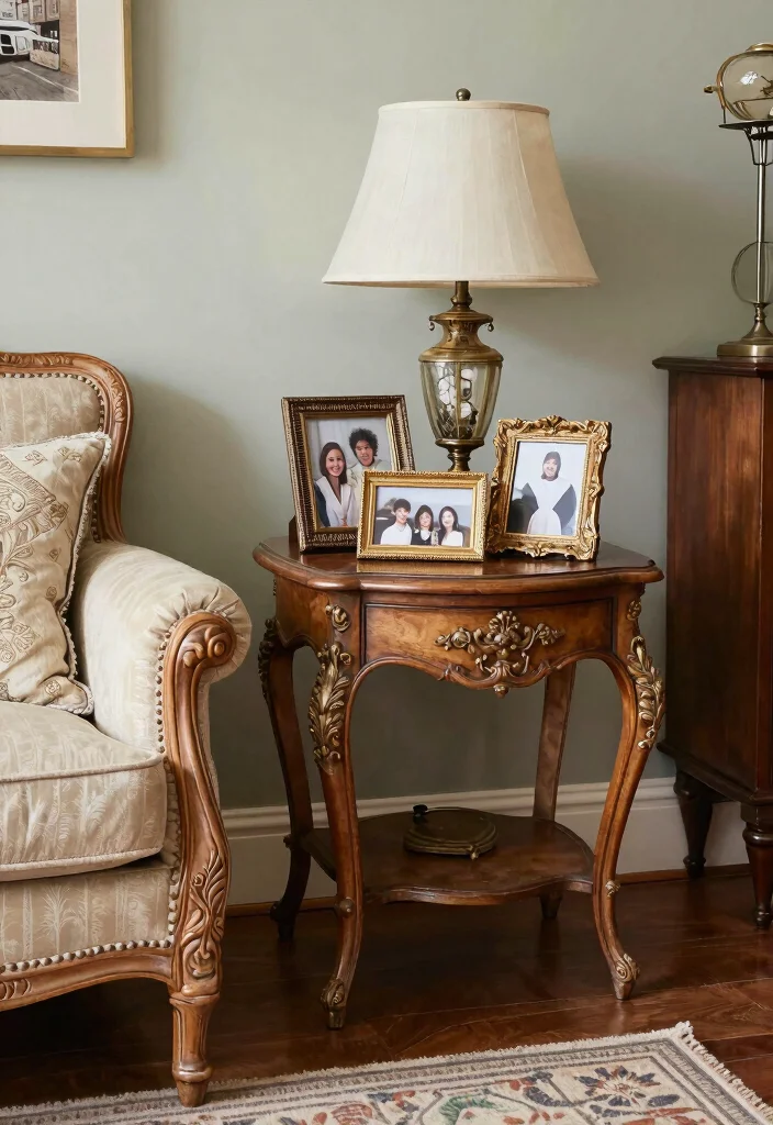 15 Sofa Side Tables in Living Room Ideas: Functional and Chic - 12. Vintage Style Side Table 1