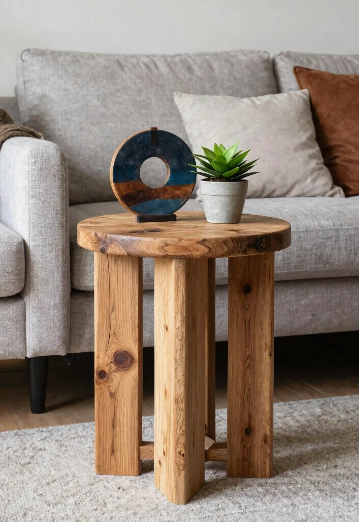 15 Sofa Side Tables in Living Room Ideas: Functional and Chic - 14. Stylish DIY Side Table 1