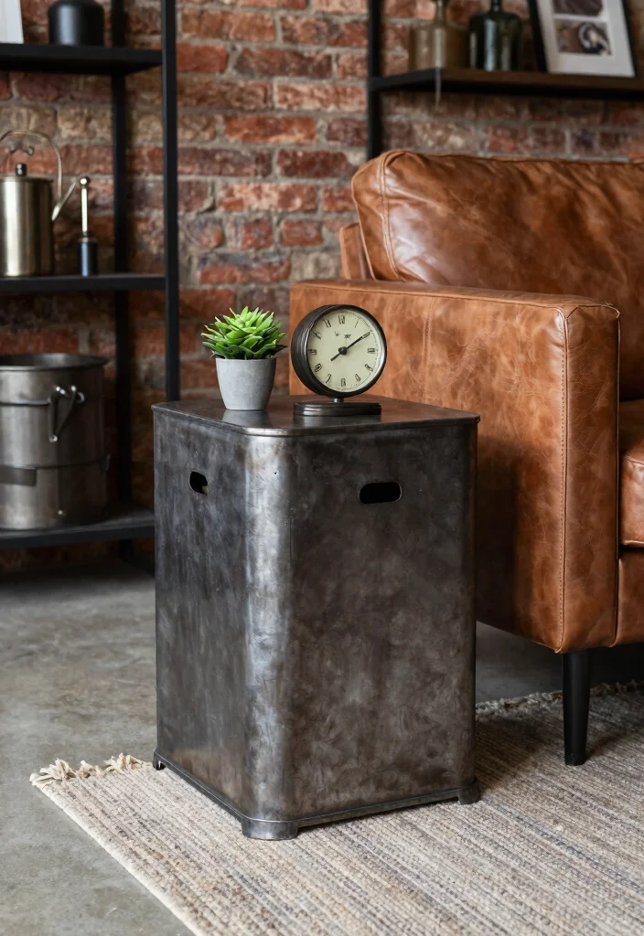 15 Sofa Side Tables in Living Room Ideas: Functional and Chic - 5. Industrial Metal Side Table 1