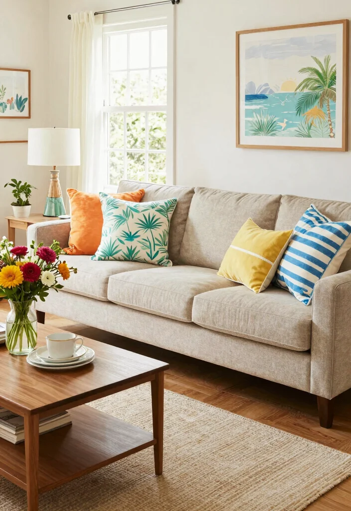 16 Angled Couch in Living Room Ideas That Maximize Space - 15. Seasonal Refresh: Change with the Times 1