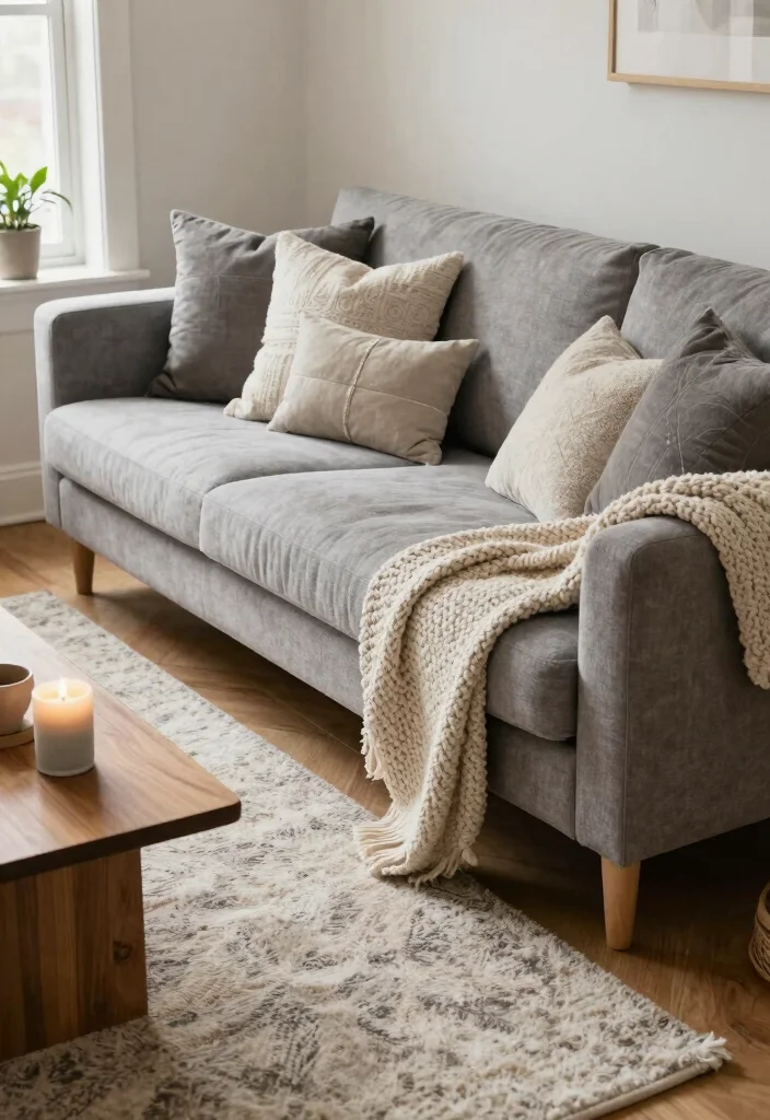 16 Angled Couch in Living Room Ideas That Maximize Space - 5. Layered Textures: Cozy Combinations 1