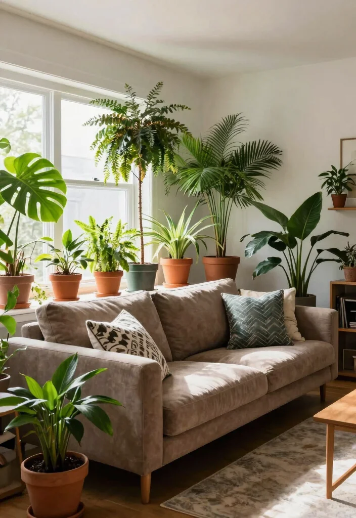 16 Angled Couch in Living Room Ideas That Maximize Space - 9. Outdoor-Inspired Vibes: Bring Nature Inside 1