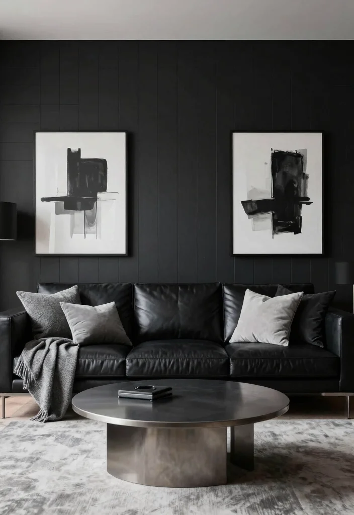 16 Black Shiplap Wall Living Room Ideas: Bold Modern Contrast - 1. Monochrome Magic 1